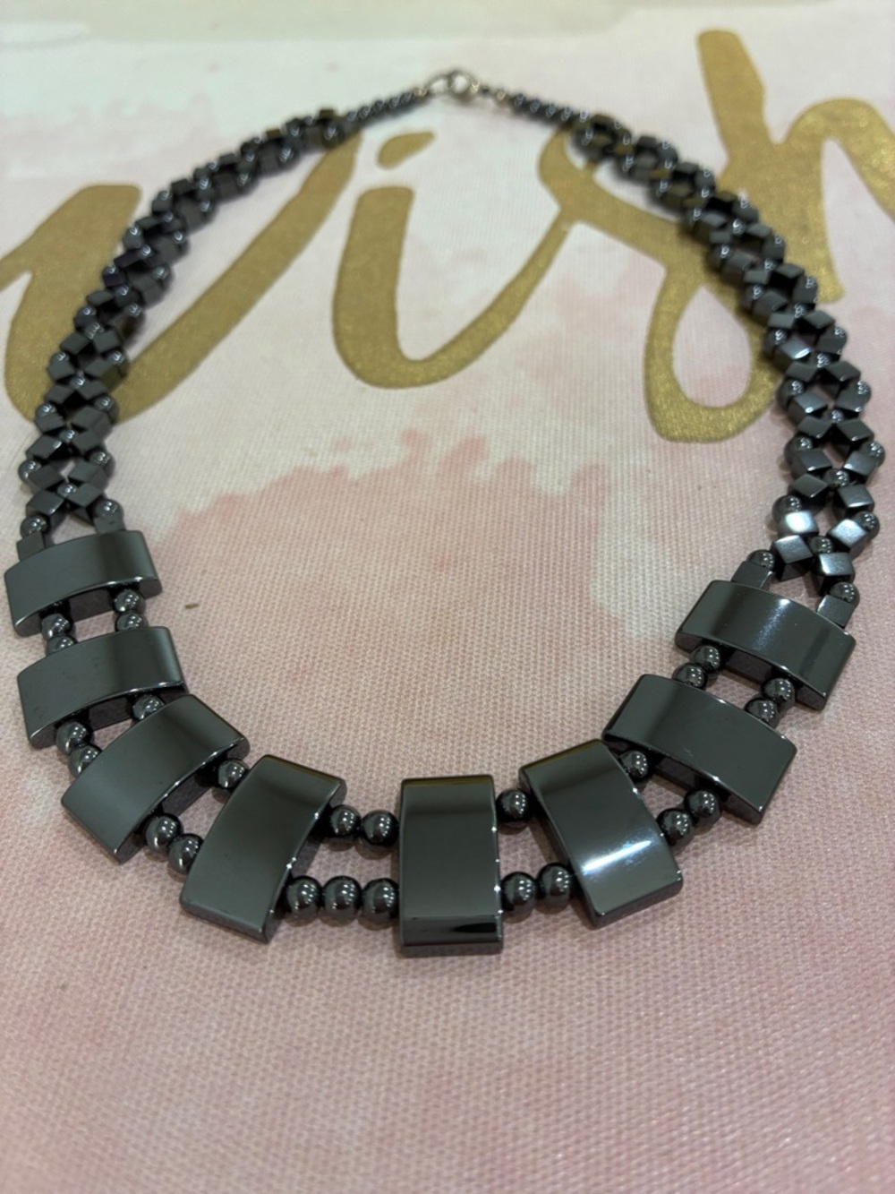 Hematite Geometric Statement Necklace - Women's Jewelry